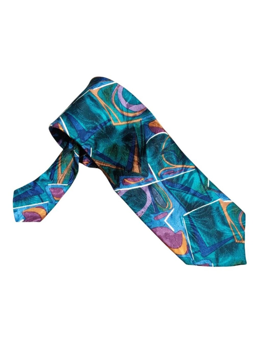 Renleigh Necktie Vintage 90s Abstract Geometric Silk Statement Tie USA Made